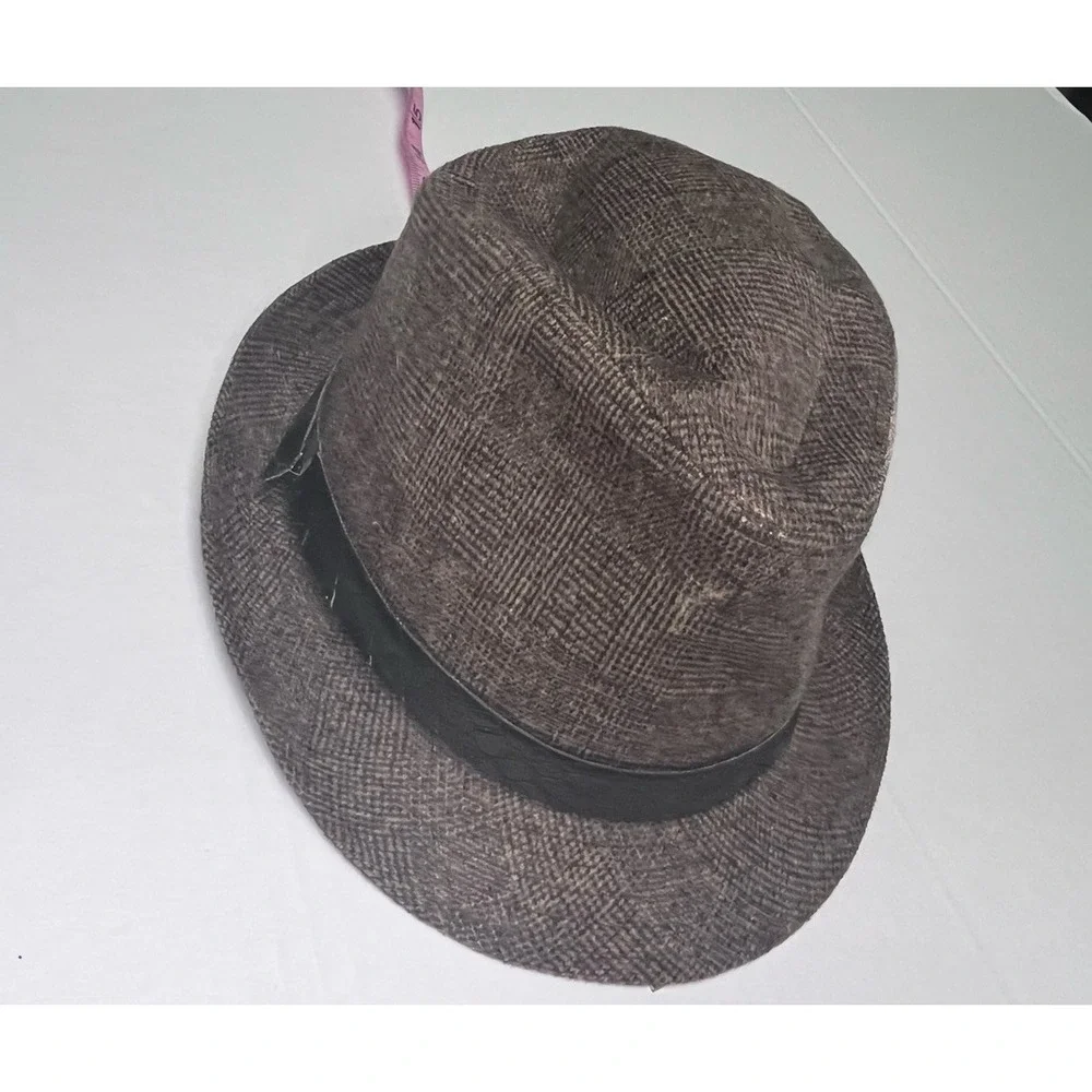 Decorated Originals Women's Brown Tweed Fedora Hat Satin Lining Short Brim